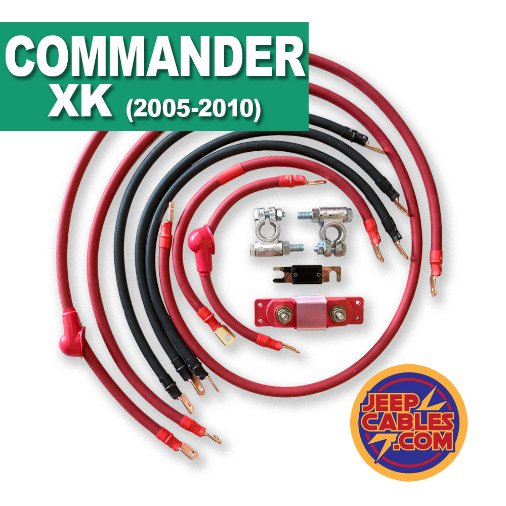 Jeep Commander XK Big 7 Battery Cable Kit (2005-2010), designed to upgrade your electrical system for better power delivery.