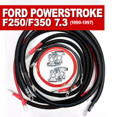 Ford Powerstroke 7.3 Diesel F250/F350 OBS battery cable kit (1990-1997), designed to improve electrical flow and enhance power delivery.