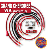 Jeep Grand Cherokee WK Big 7 battery cable kit (2005-2010) designed to improve electrical power for off-road adventures.
