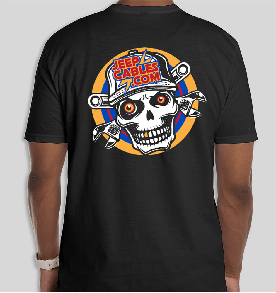 JeepCables SKULL T-Shirt featuring a bold, skull-themed design for Jeep enthusiasts.
