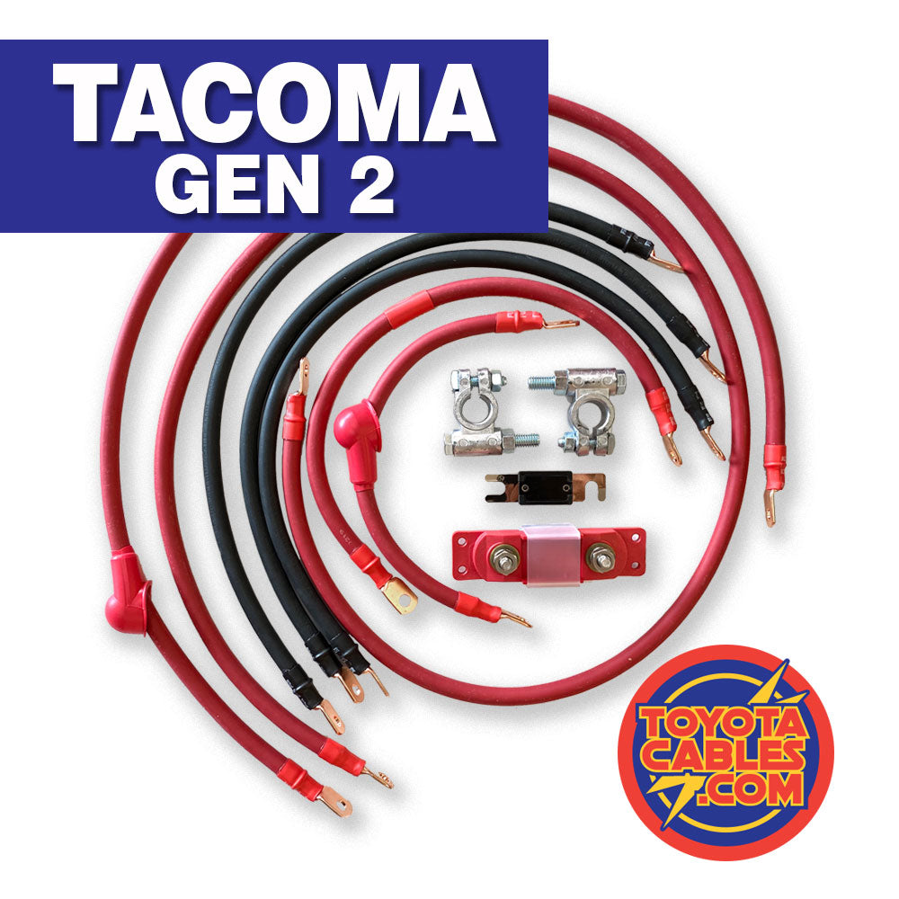 Toyota Tacoma Gen 2 Big 7 battery cable kit (2005-2015) enhances electrical performance for off-roading and heavy-duty tasks.