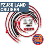 Toyota Land Cruiser Big 7 battery cable kit (FZJ80 - 1993-1997), designed to enhance electrical efficiency and power for off-road adventures.
