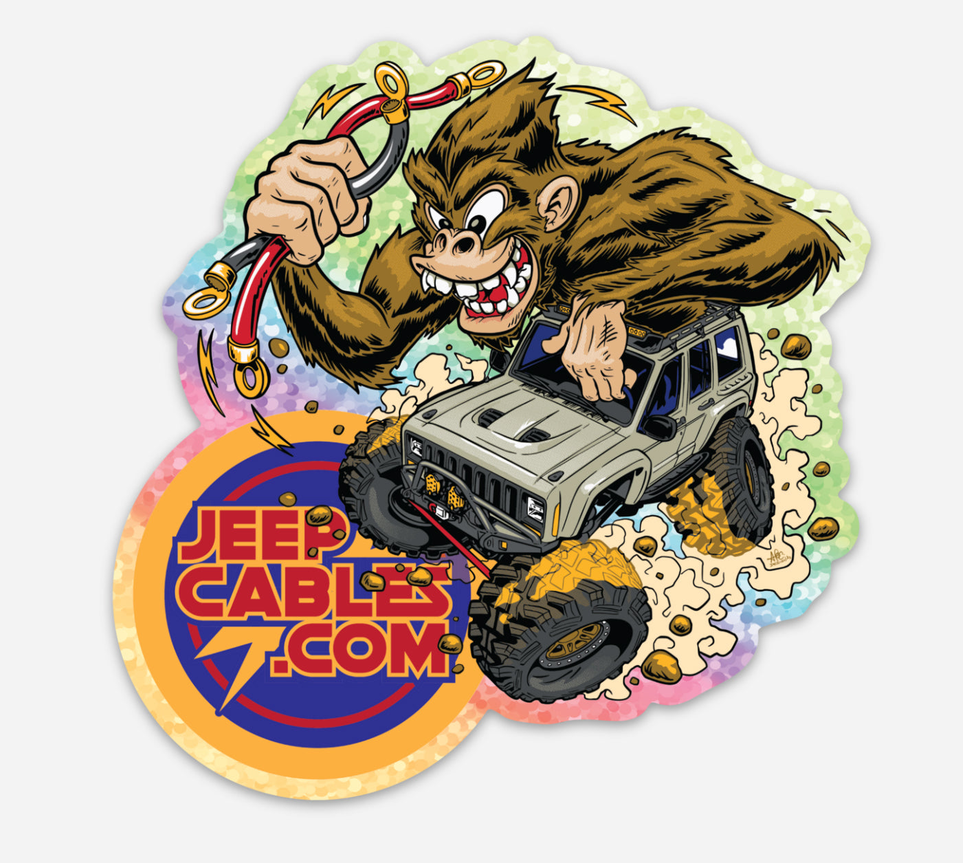 The Squatch Glitter Sticker, adding a touch of sparkle and personality to your off-road gear with a Sasquatch design.