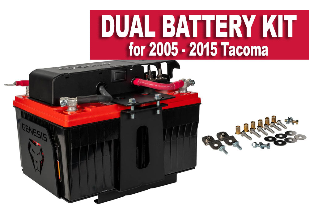 Genesis Offroad Toyota Tacoma Dual Battery Kit for 2005-2015 (Gen 3), providing reliable power for off-road enthusiasts with dual battery setups.
