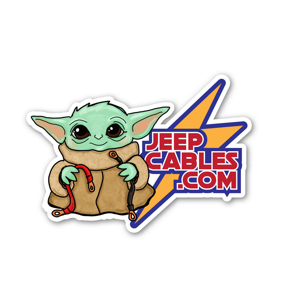 Grogu JeepCables Sticker, featuring a playful Grogu design, perfect for Star Wars and Jeep lovers.