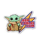 Grogu JeepCables Sticker, featuring a playful Grogu design, perfect for Star Wars and Jeep lovers.