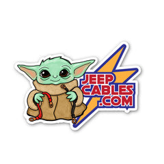 Grogu JeepCables Sticker, featuring a playful Grogu design, perfect for Star Wars and Jeep lovers.