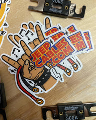 Rock On JeepCables.com, a fun and expressive sticker for Jeep owners who live and breathe off-roading.