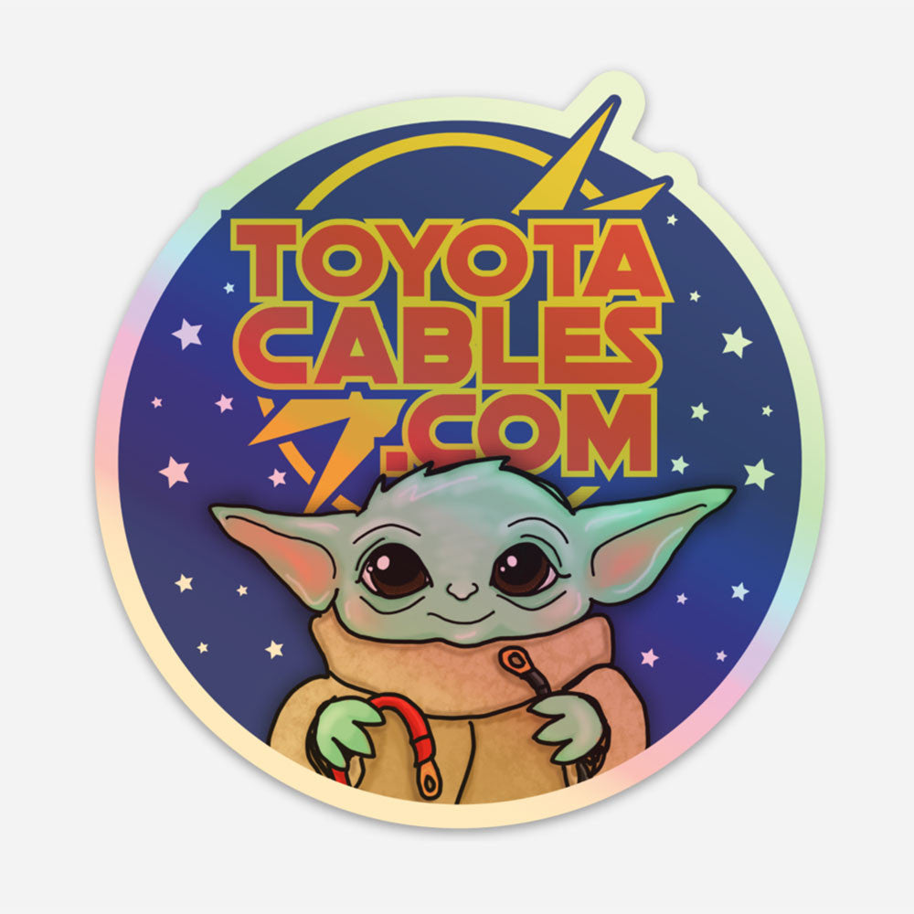 Toyota Cables Grogu Sticker, combining Toyota and Star Wars fandom with the beloved Grogu character.