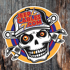 Skull and Wrench Bones Sticker, featuring a gritty design with skull and wrench crossed bones.