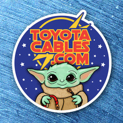 Toyota Cables Grogu Sticker, featuring Grogu for a fun, stylish addition to your Toyota vehicle.