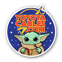 Toyota Cables Grogu Sticker, a must-have for Toyota owners and Star Wars fans alike, featuring Grogu.