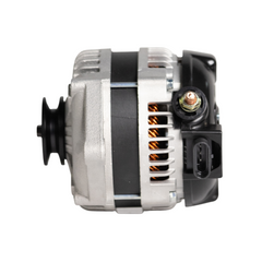 Front view of the 1975-1983 Jeep CJ5 L6 4.2L 12si high output alternator, emphasizing its durable, corrosion-resistant housing for long-lasting functionality.