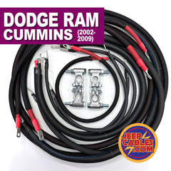 Dodge Cummins Diesel 3rd Gen Big 7 battery cable kit (2002-2009), engineered for improved electrical flow and power transfer in rugged conditions.