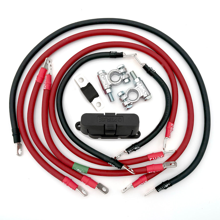 Jeep Liberty KJ Big 7 Battery Cable Kit for 2002-2007 Jeep Liberty, complete battery and ground cable upgrade featuring premium copper wiring, military-style battery terminals, corrosion-resistant connections, and direct-fit installation for improved starting, charging, and electrical system reliability.