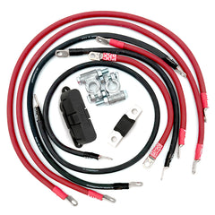 Jeep Wrangler YJ Big 7 Battery Cable Kit for 1987-1995 Jeep Wrangler YJ, complete battery and ground cable upgrade featuring premium copper wiring, military-style battery terminals, corrosion-resistant connections, and direct-fit installation for improved starting, charging, and electrical system reliability.